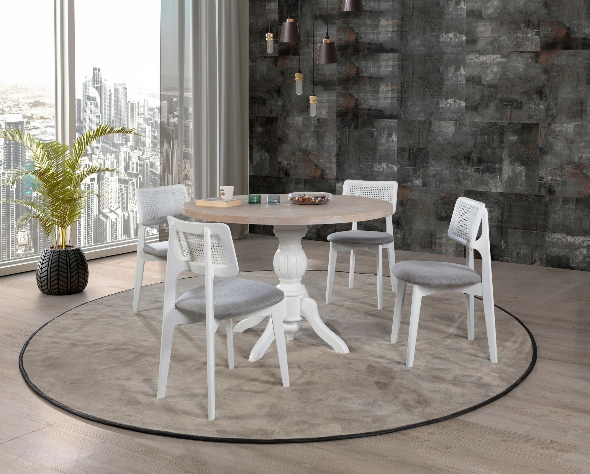 Tavolinë me karrige për ngrënie, 5 copë, Skye Decor, Albero130