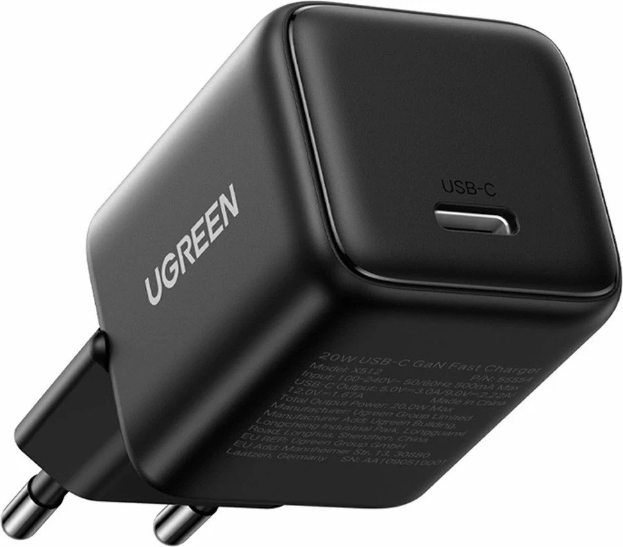 Karikues rrjeti Ugreen X513 30W GaN, 1x USB-C 3A, me kabllo USB-C 1 m, e zezë
