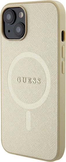 Mbështjellës Guess GUHMP15MPSAHMCB për iPhone 15 Plus 6.7", Saffiano MagSafe, ari