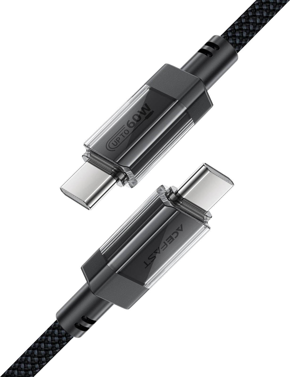 Kabllo USB-C në USB-C Acefast C12-03, 1.2m, 60W, 480Mbps, najlon, e zezë