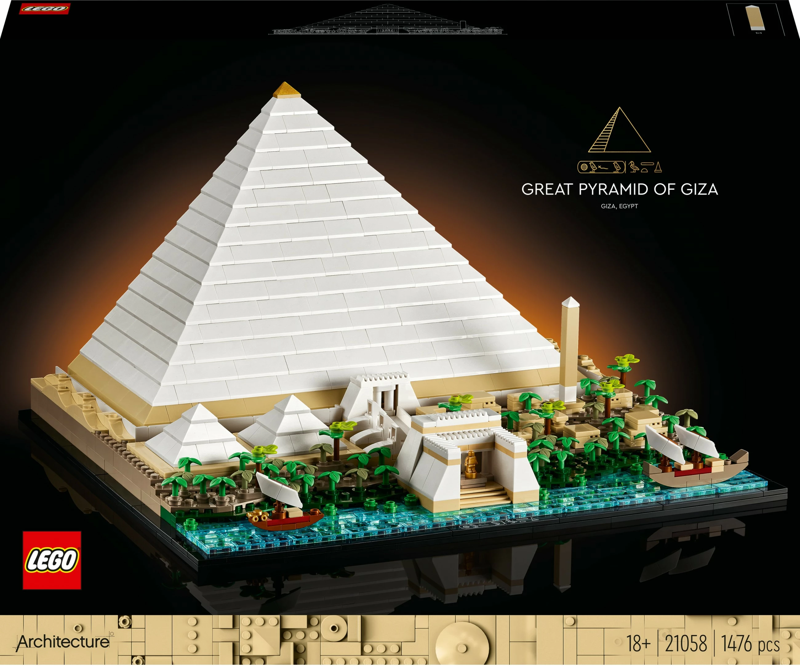 Set ndërtimi LEGO Architecture Great Pyramid of Giza, 1476 pjesë, Multikolor