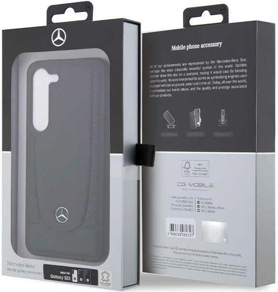 Mbështjellës Mercedes Leather Urban për Samsung Galaxy S23, i zi