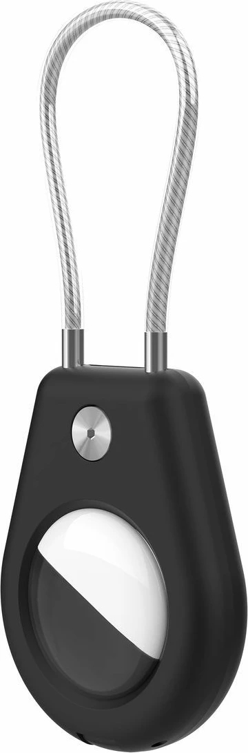 Mbështjellës Hurtel për Apple AirTag me kabllo çeliku, i zi