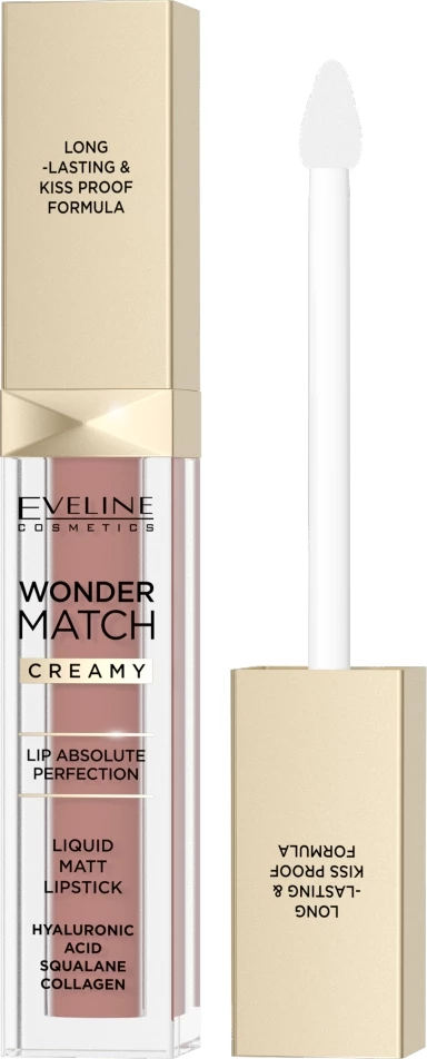 Buzëkuq i lëngshëm mat Eveline Cosmetics Wonder Match për femra 04 Caramel 6.8ml