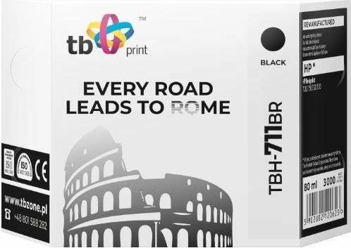 Kartush boje TB Print TBH-711BR 80 ml, për HP DesignJet T120/T150/T520/T530, e zezë, 1 copë