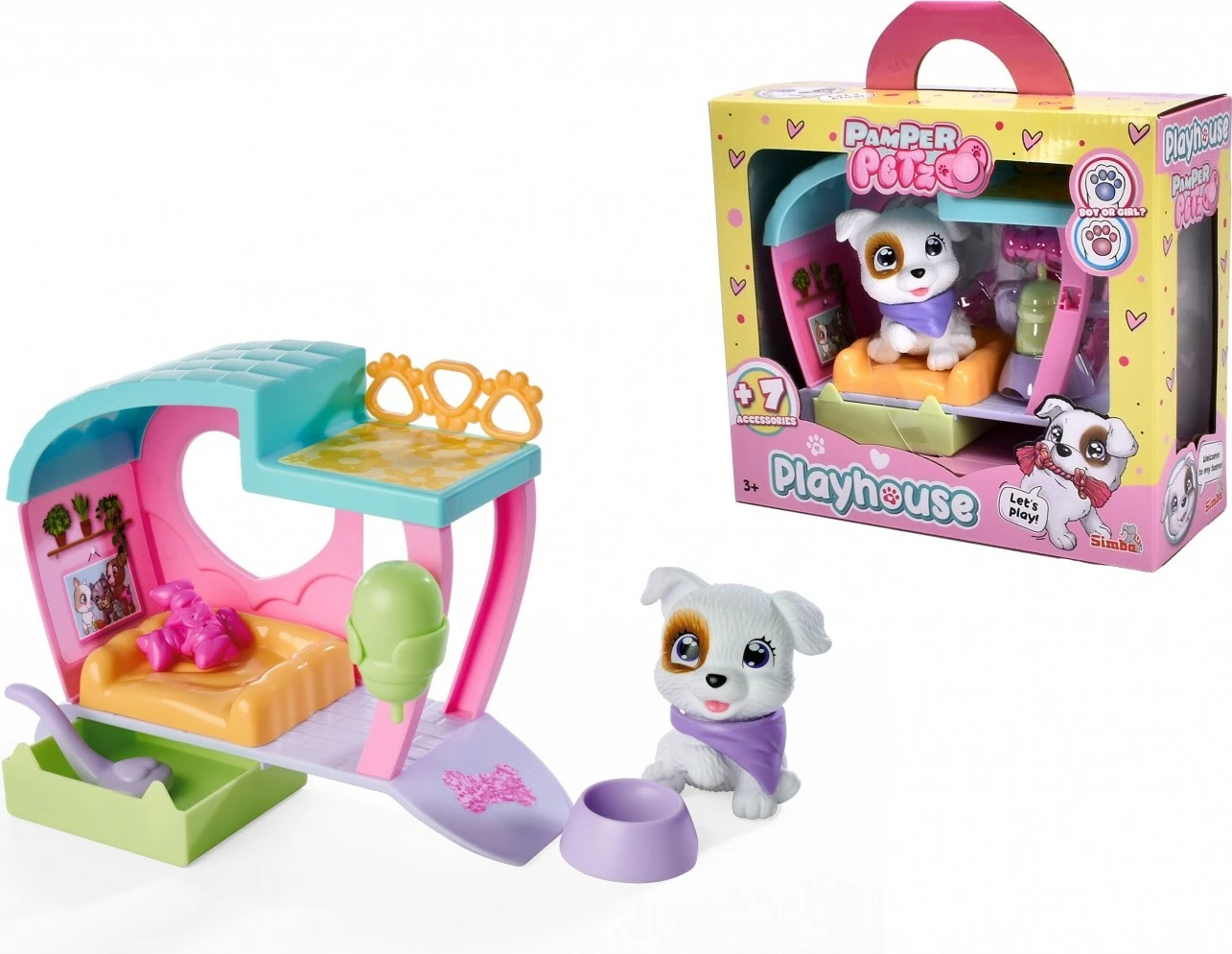 Set lodrash Pamper Petz House me qen, Simba, 16 cm, me aksesorë