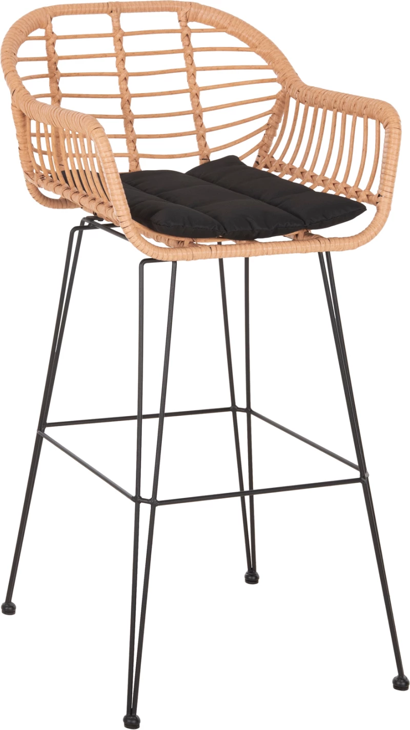 Karrige për bar ALLEGRA FH5640.11 P.E.RATTAN ngjyrë bezhë-metal i zi 54x55x108Hcm