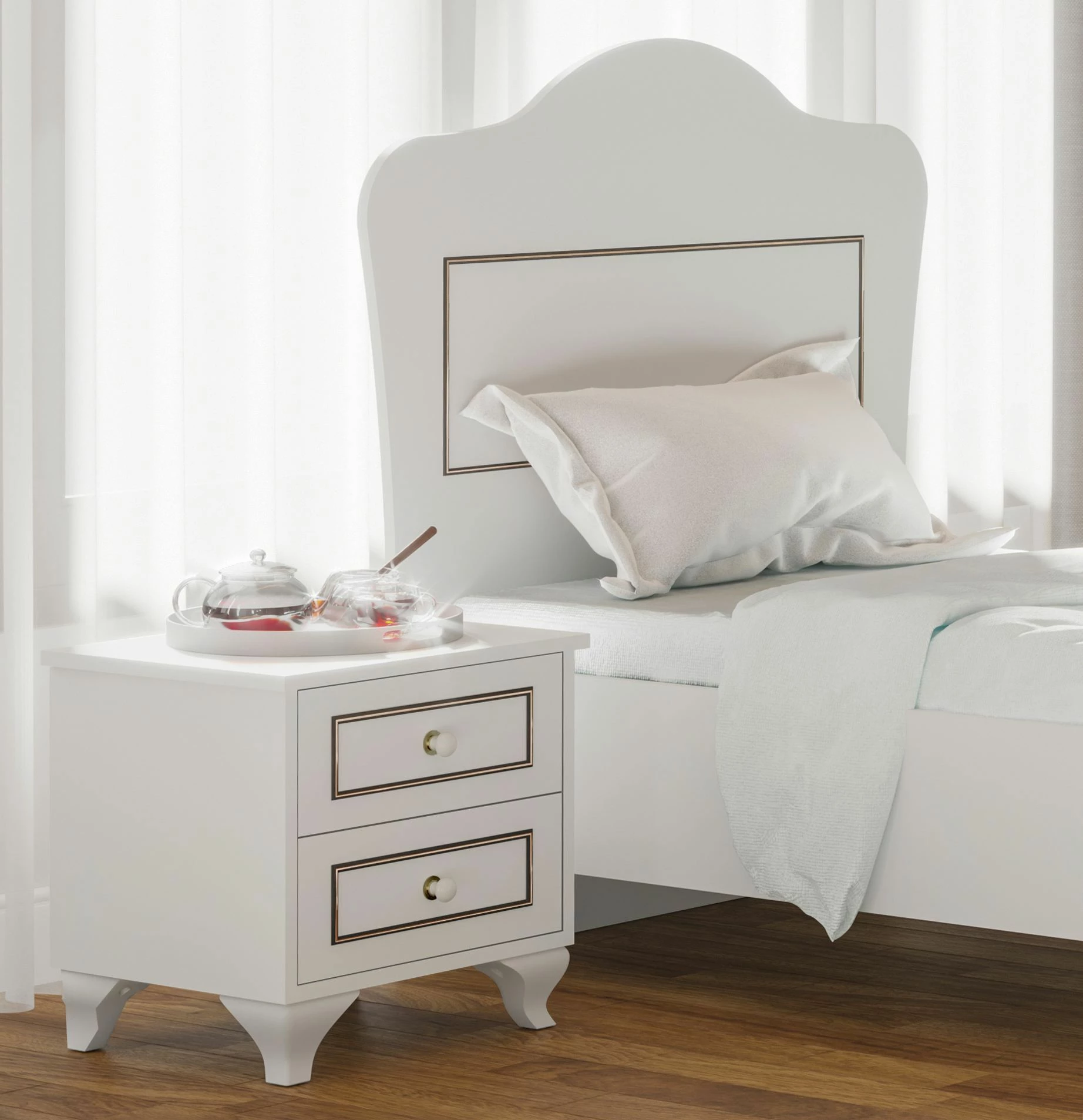 Komodinë nate Skye Decor, Rb-103, ngjyrë e bardhë mat