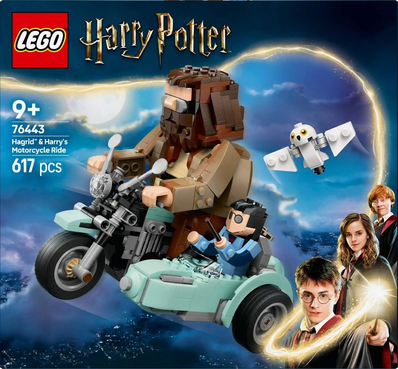 Set LEGO Harry Potter 76443, Motoçikletë me anësore Hagrid & Harry, 617 pjesë, plastikë