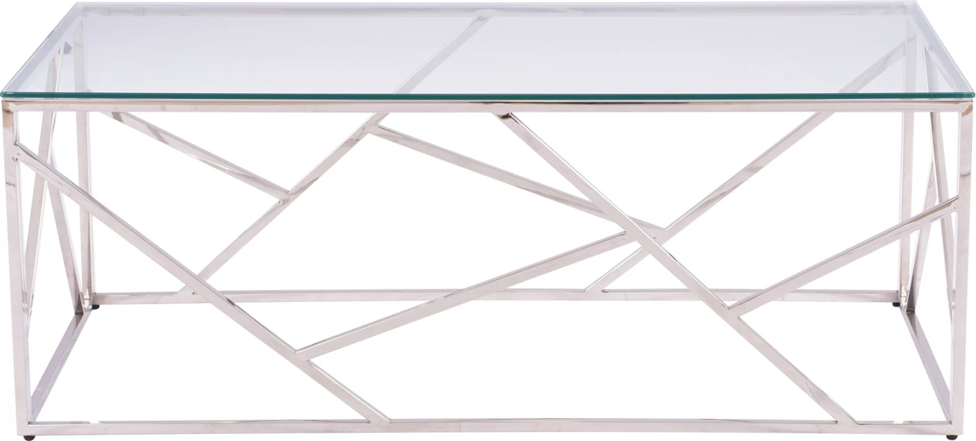 Tavolinë kafeje JANA me xham dhe bazë kromi 120x60x45H cm. FH8617.01