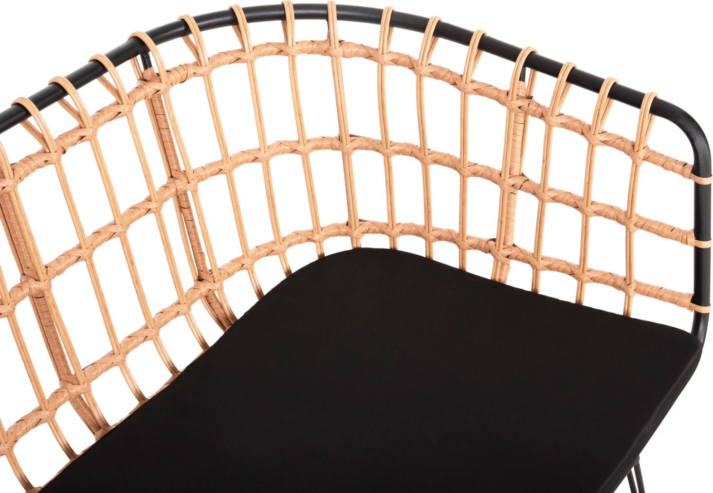 Divan për jashtë, dy ulëse, ALLEGRA, FH5692.11, ratan sintetik, ngjyrë bezhë dhe e zezë, 125x60x77 cm