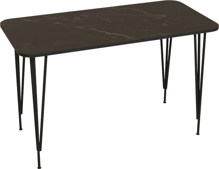 Tavolinë për ngrënie Palkon, ngjyrë mermeri të zi, melaminë-metal, 120x60x73cm