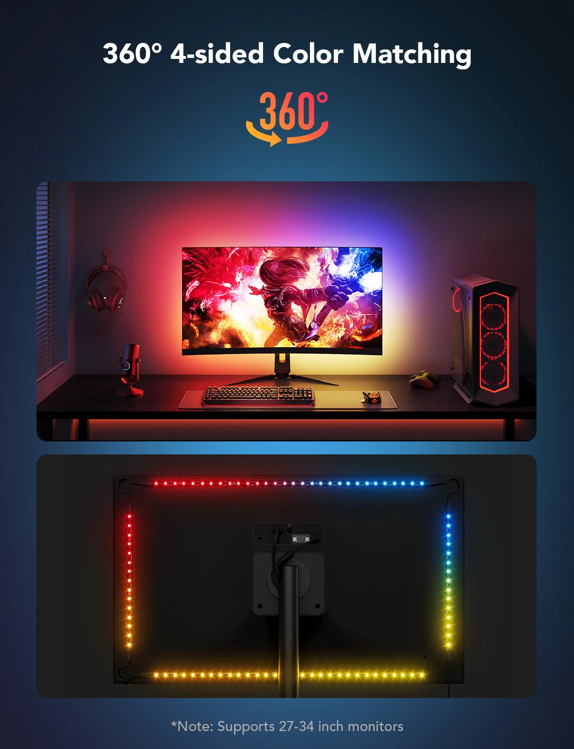 Shirit LED gaming Govee G1 H6609 për monitor 24-26\", RGBIC, Wi‑Fi + Bluetooth
