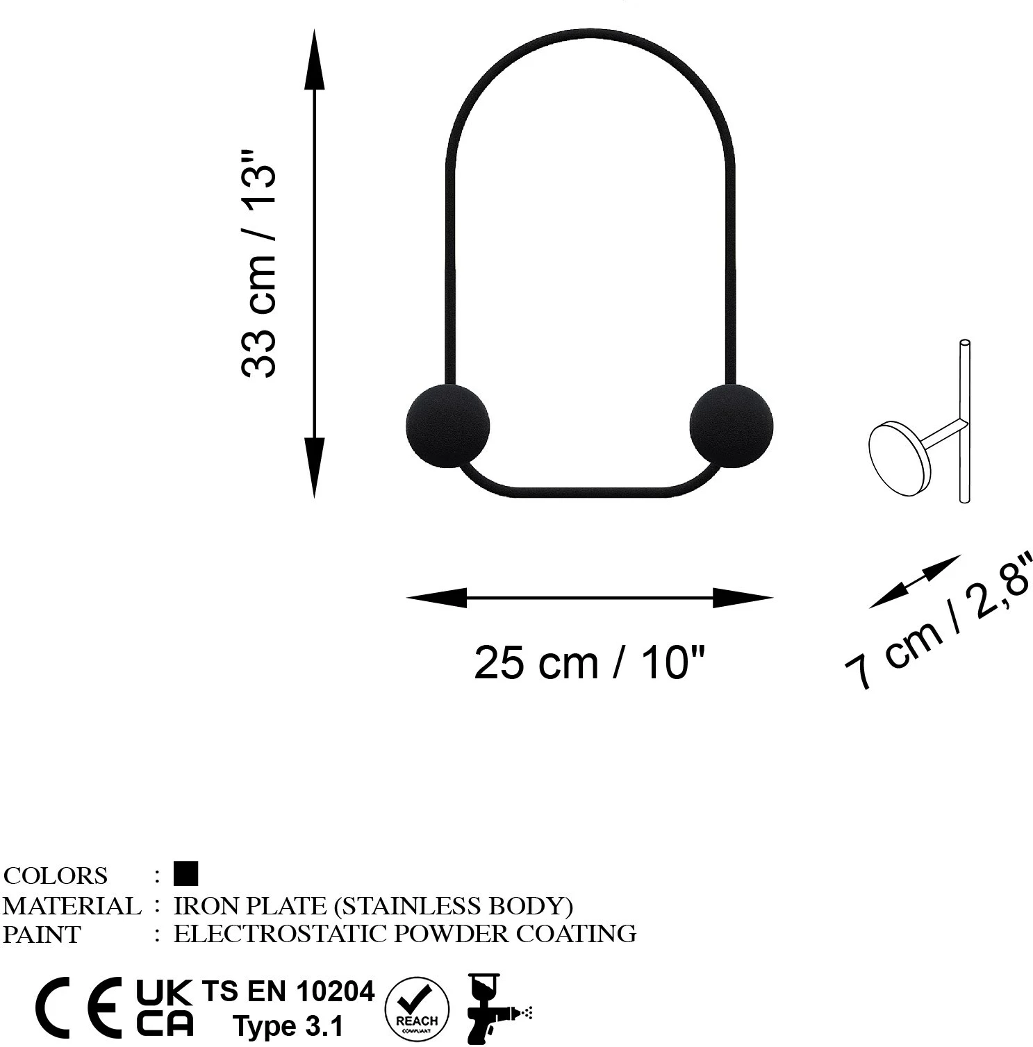 Varëse muri metalike Wallity, bretkosë, ngjyrë e zezë