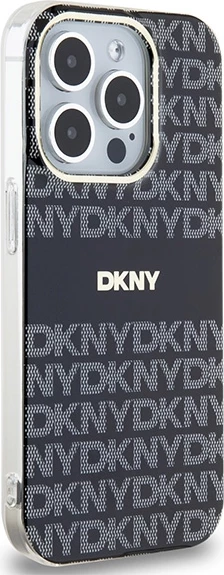 Mbështjellës DKNY IML Mono & Stripe MagSafe për iPhone 15 Pro Max, i zi