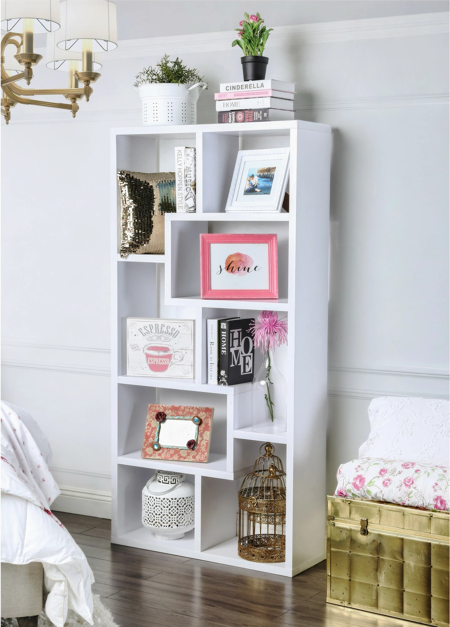 Raft librash Skye Decor, ngjyrë e bardhë, 90x183.6x29.5cm