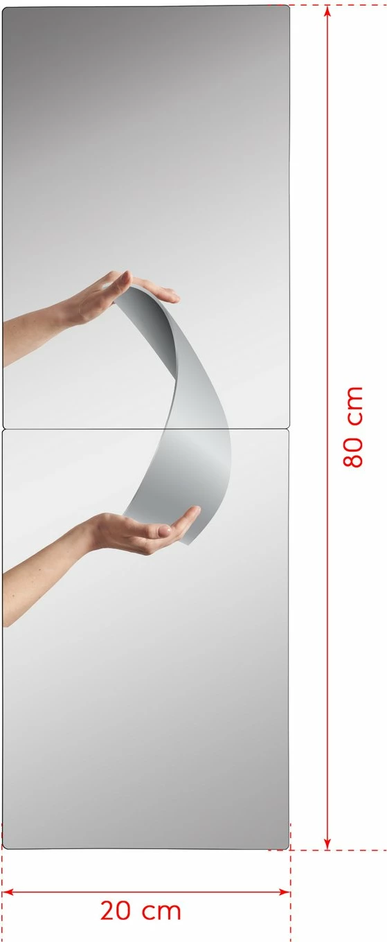 Pasqyrë me ndriçim LED, drejtkëndëshe, 20x80cm, e bardhë, 2 pjesë