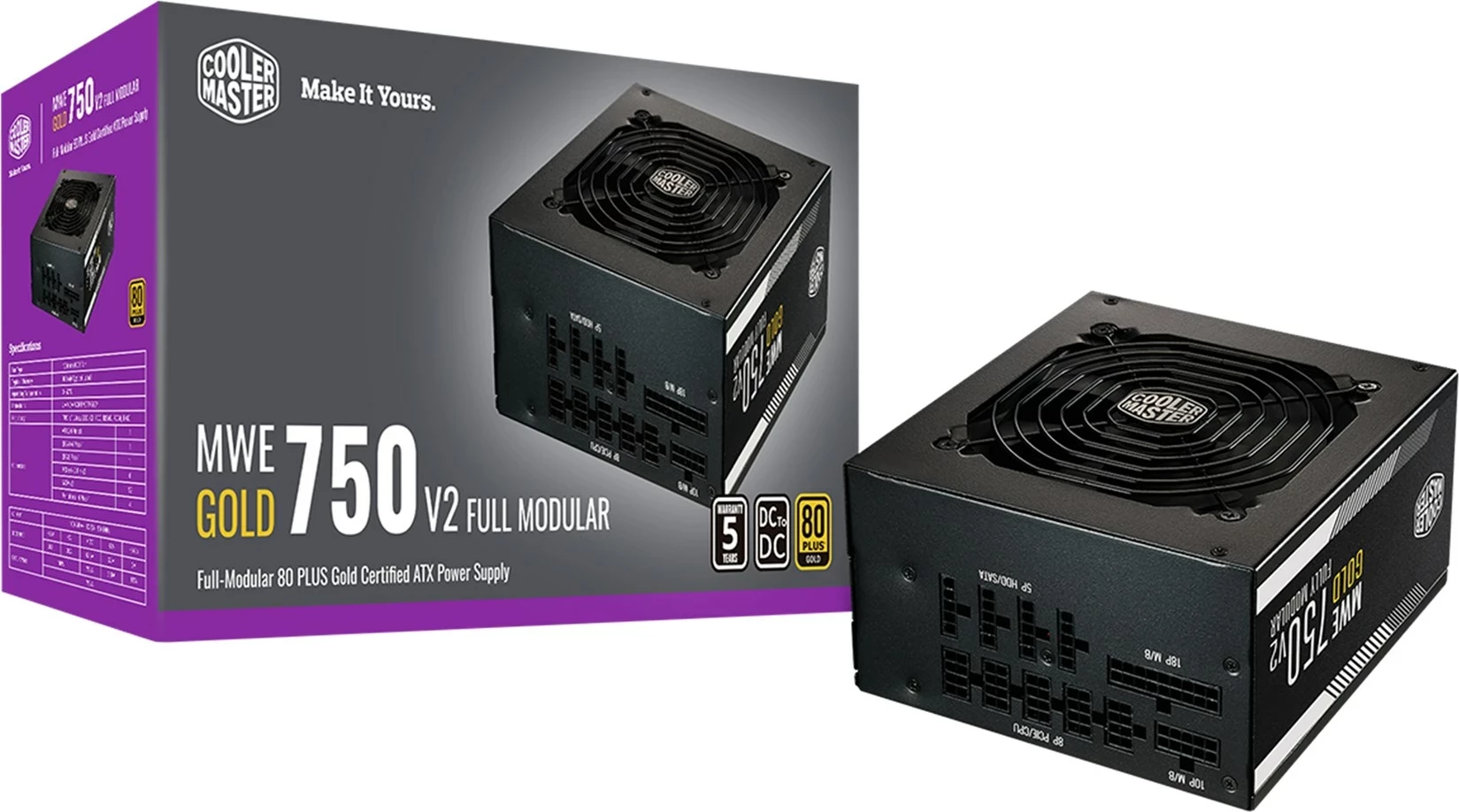 Furnizues energjie Cooler Master MWE Gold 750 V2, 750 W, ATX, i zi