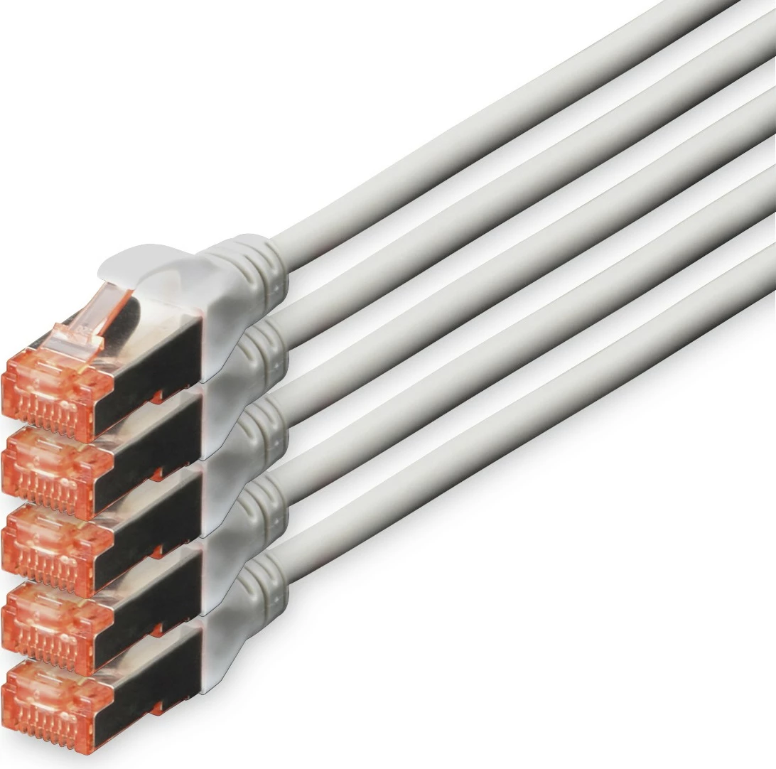 Kabllo rrjeti Digitus Cat6, 7m, set 5 copë, RJ-45, gri