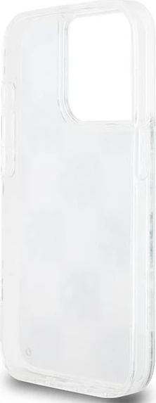 Mbështjellës DKNY Liquid Glitter Multilogo për iPhone 15 Pro, i bardhë