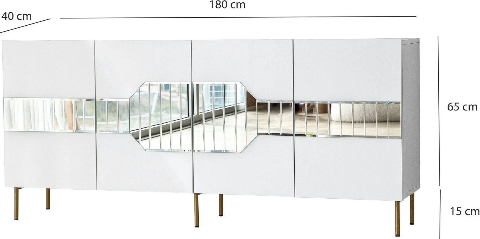 Konsolë Hanah Home Milan, e bardhë dhe e artë