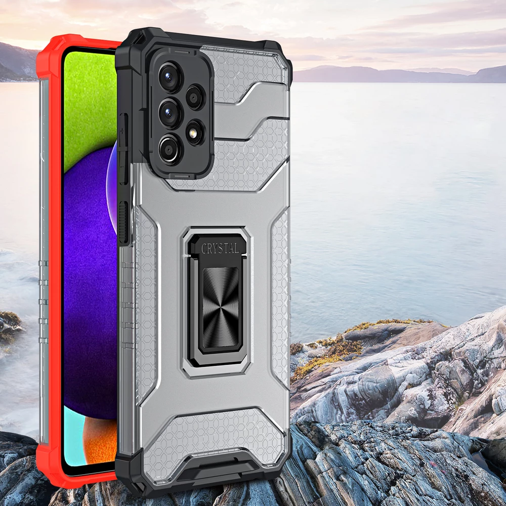 Mbështjellës Hurtel Crystal Ring Case për Samsung Galaxy A72, me mbajtëse unaze, i gjelbër