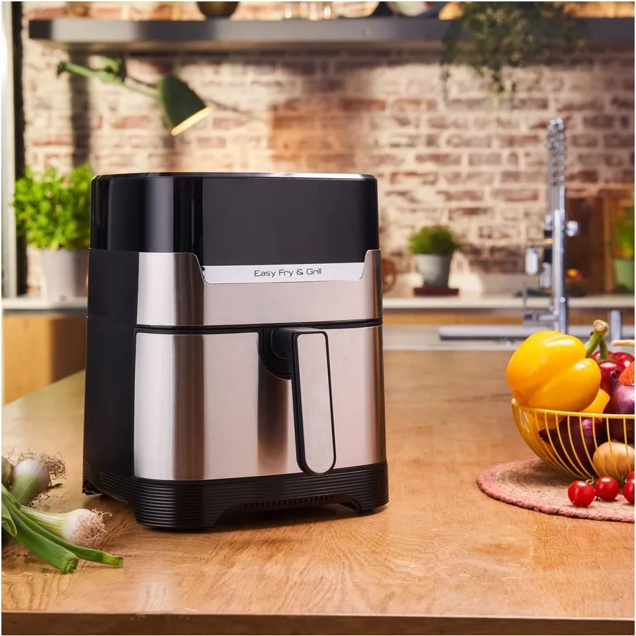 Fritezë ajri 2-në-1 Tefal Easy Fry & Grill EY505D15 4.2L 8 programe 80-200°C çelik inox