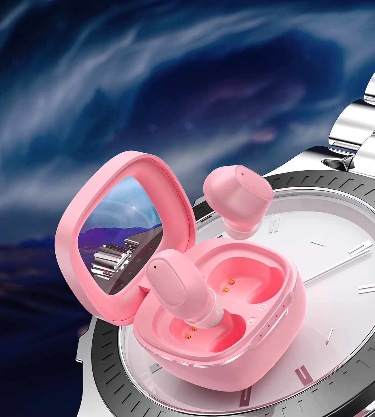 Kufje TWS Choetech MEMS BH-T23-PK, Bluetooth 5.3, USB-C, Rozë