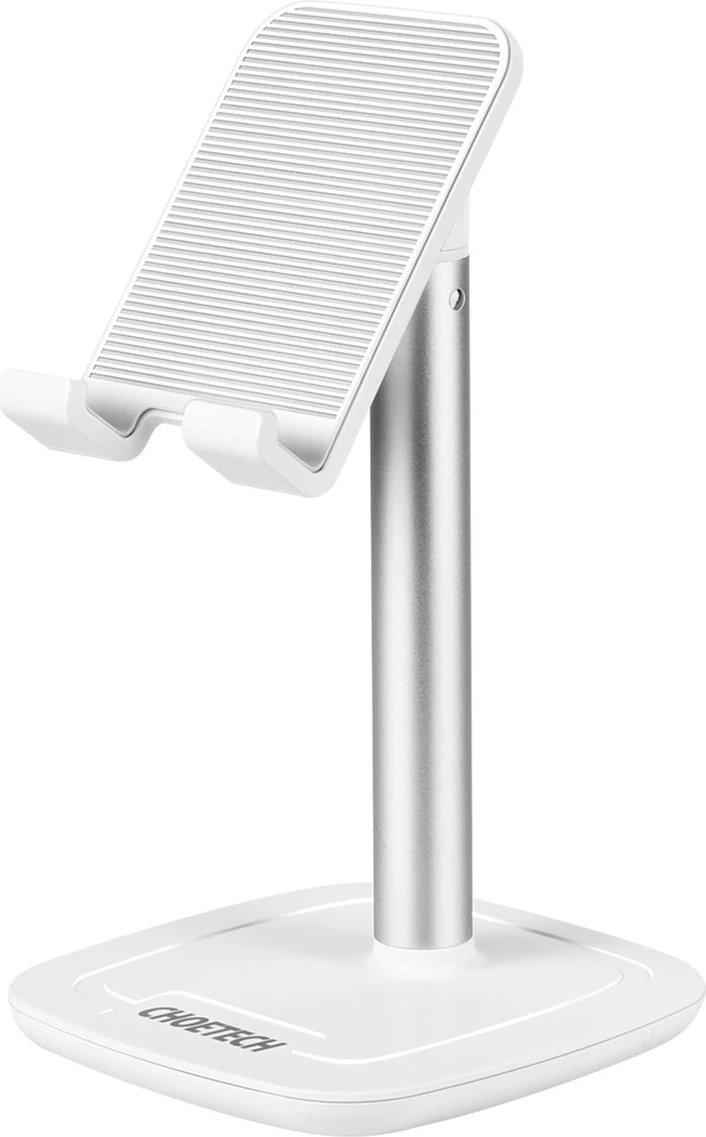 Mbajtëse telefoni/tableti Choetech H035, alumini, e bardhë dhe argjendtë, rregullim këndi dhe lartësie