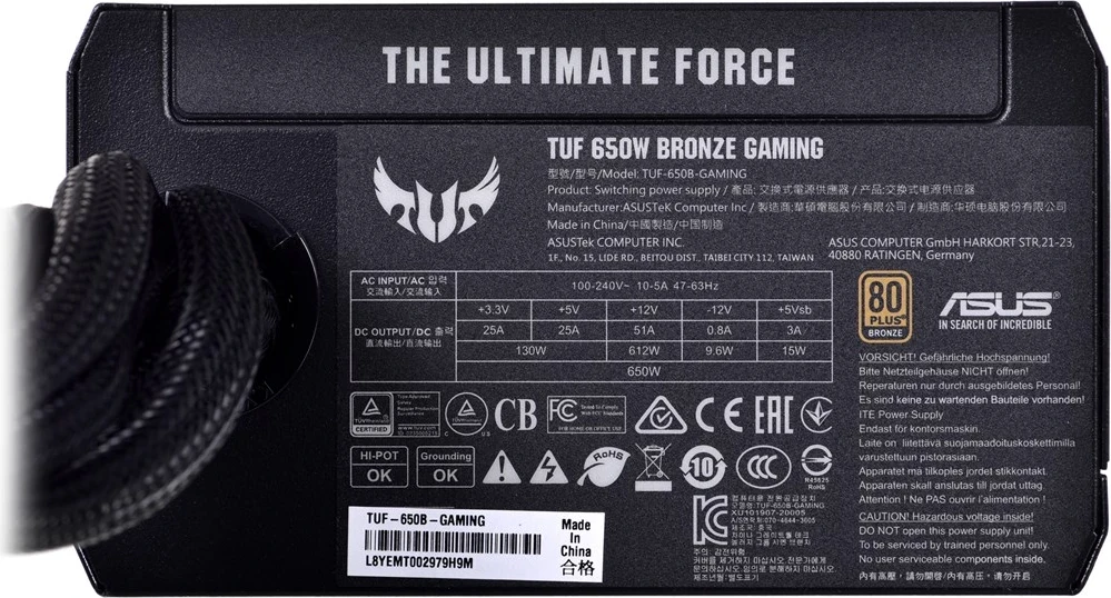 Burim energjie ASUS TUF, 20+4 pin ATX, 650W, i zi  