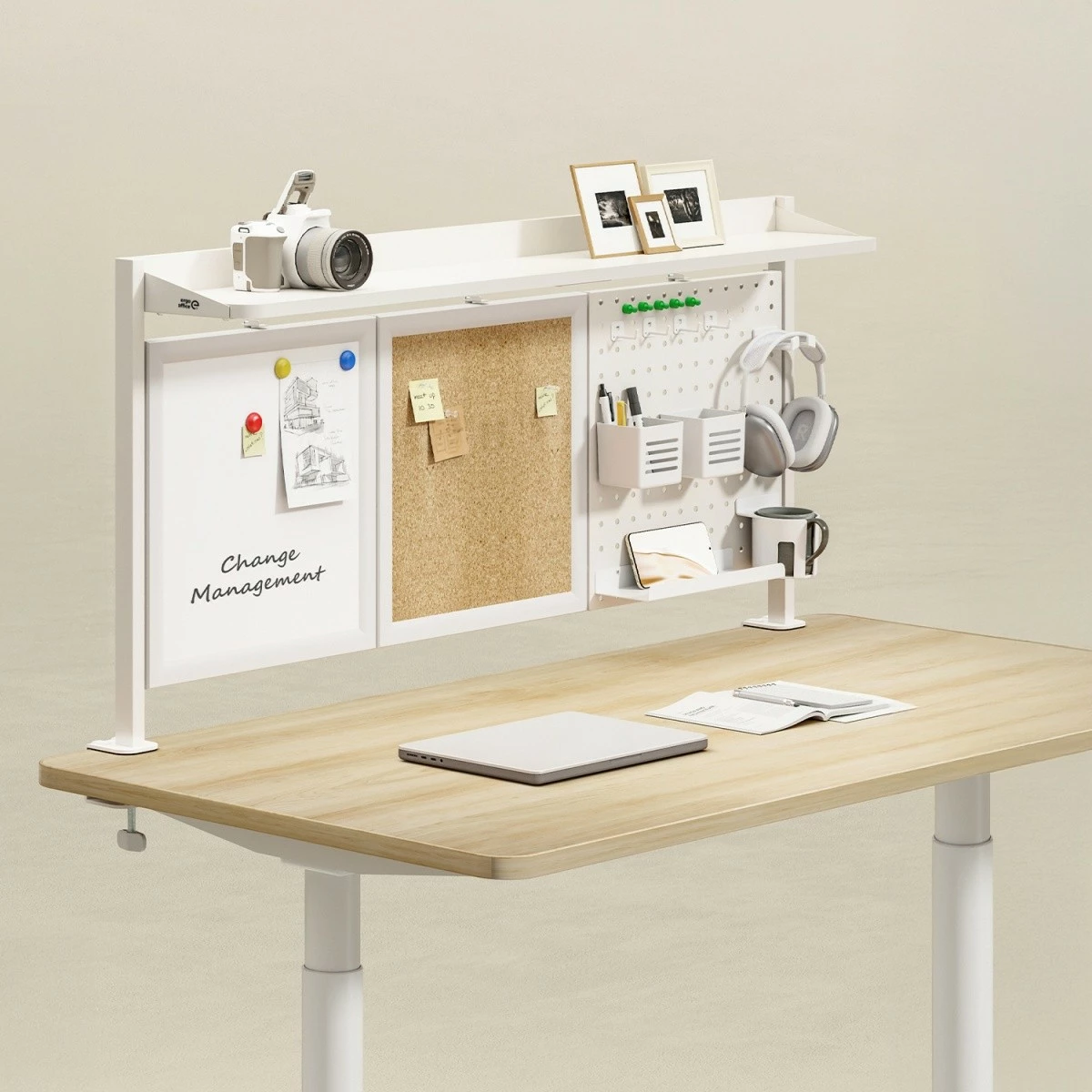 Ndarës tavoline Ergo Office ER-300W, i bardhë, me aksesorë organizues