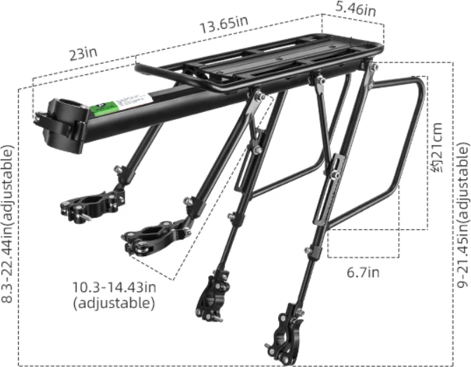 Raft biçiklete Rockbros 33210004001 me rafte dhe dritë LED, e zezë