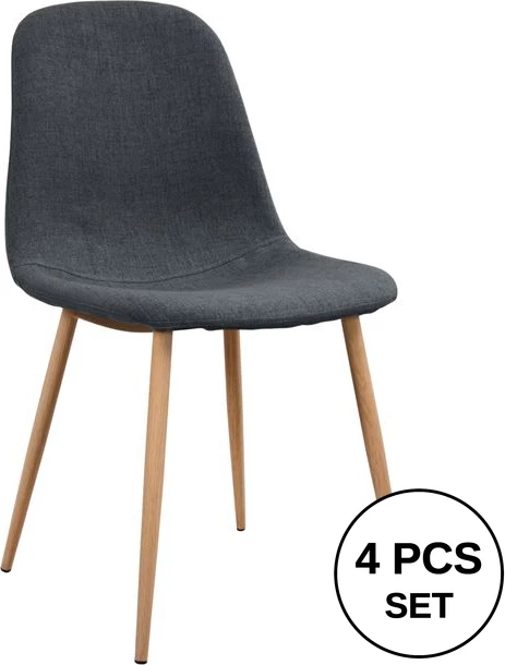 Karrige ngrënieje Leonardo FH00100.10 me këmbë metalike dhe pëlhurë gri 45x54x84 cm, set prej 4 copë