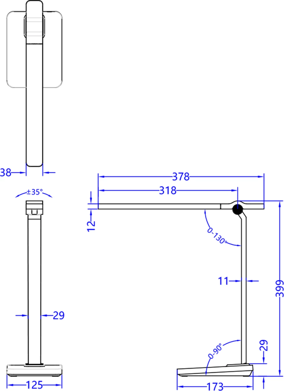 Llambë tavoline LED profesionale BLAIN PRO FH4448.07, ngjyrë gri, 17,3x12,5x39,9H cm