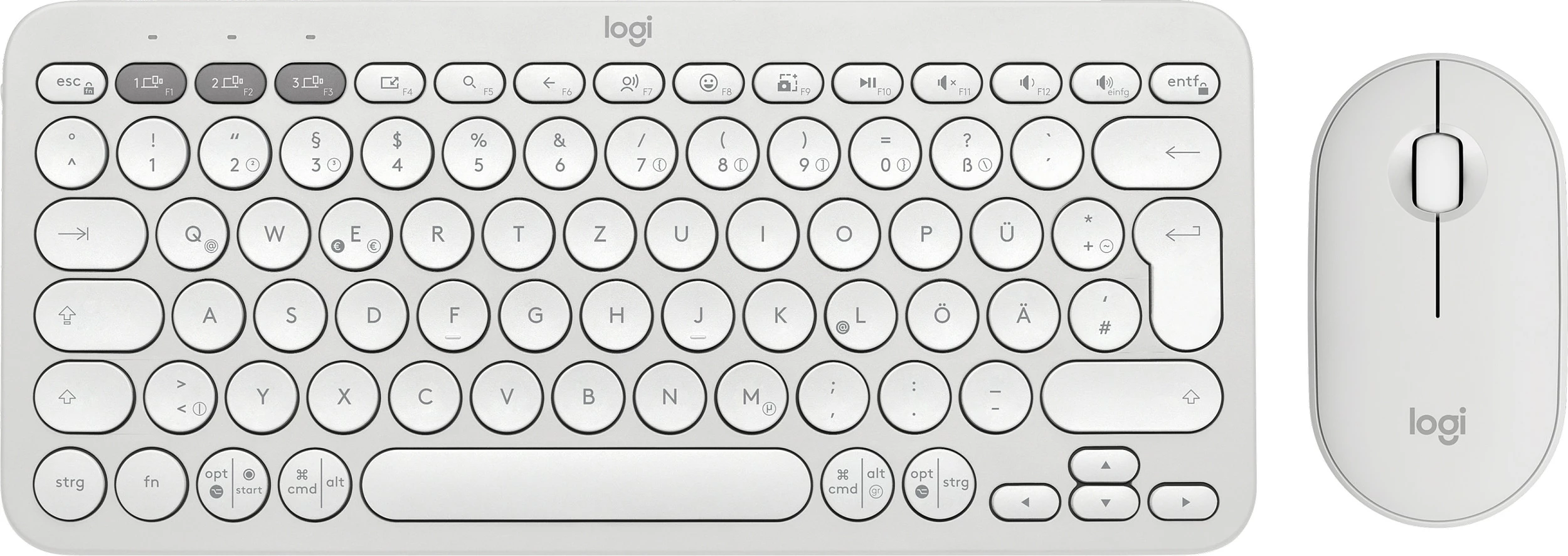 Set tastierë dhe maus Logitech Pebble 2, pa kabllo, gjermanisht, e bardhë