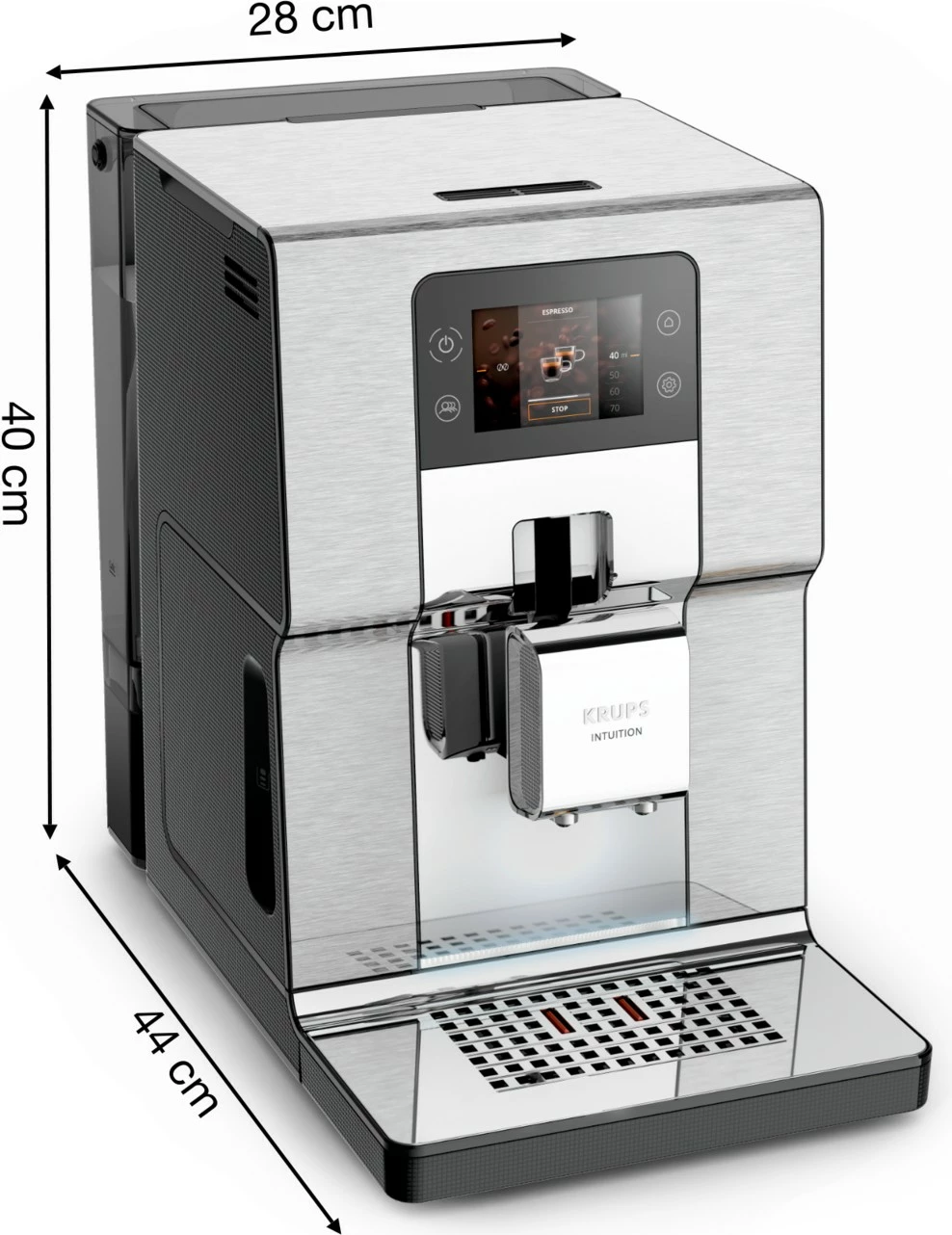 Aparat kafeje Krups Intuition Experience+ EA877D, 3L, mulliri i integruar, ekran me prekje, ngjyrë e zezë/çelik