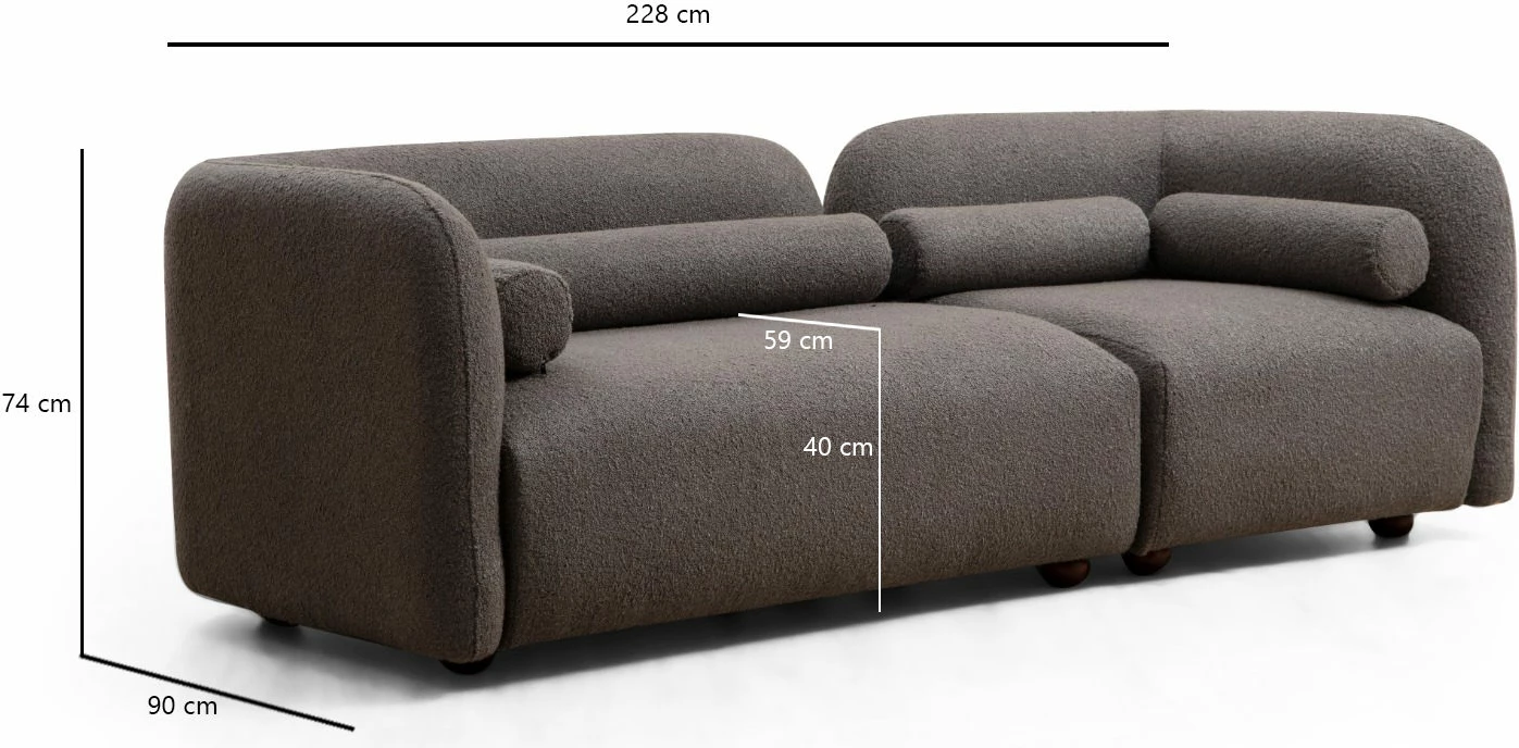 Divan treshe Victoria, bouclette gri