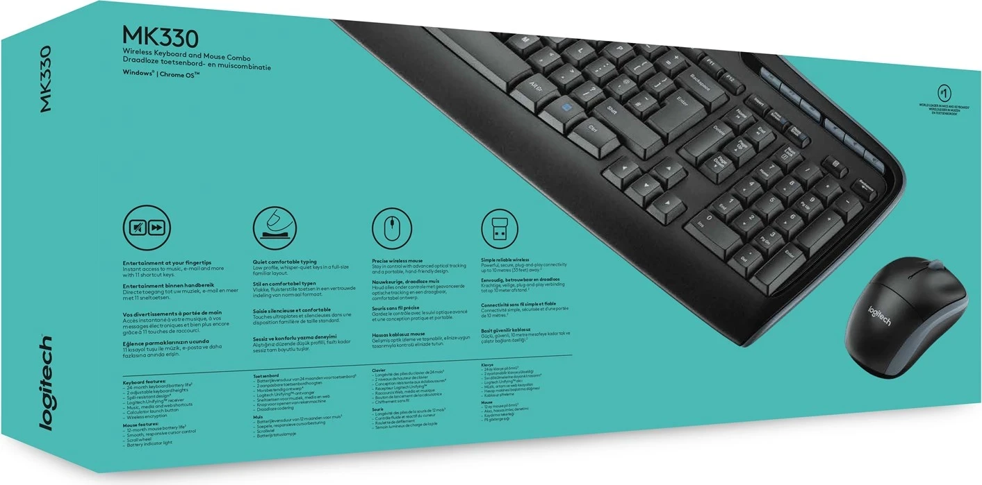 Set tastierë & maus Logitech MK330, wireless, i zi