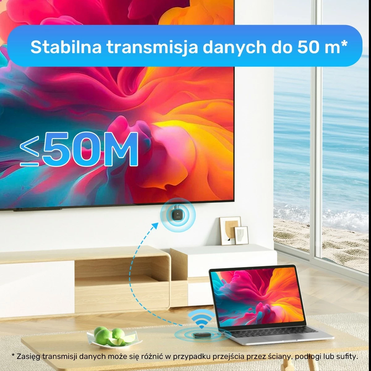 Nadaç HDMI pa kabllo Unitek, 50m, i zi