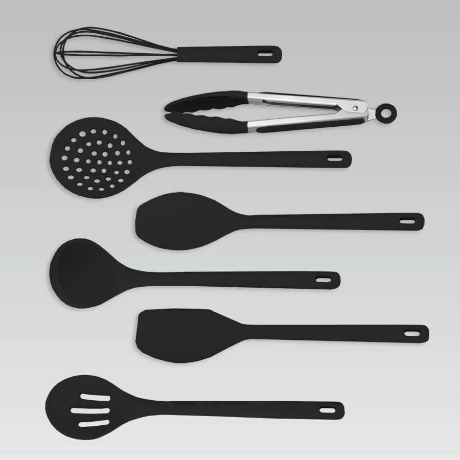 Set veglash kuzhine Maestro MR-1542-BLACK, 8 pjesë, Silikon, Zi
