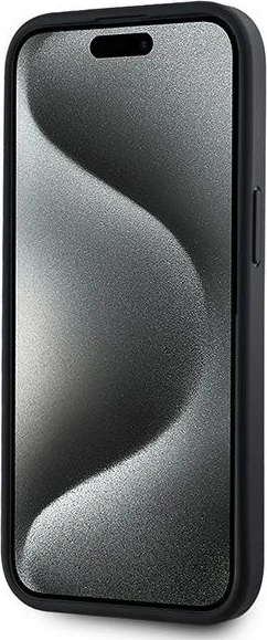 Mbështjellës DKNY Leather Checkered Mono Pattern MagSafe për iPhone 15/14/13, e zezë