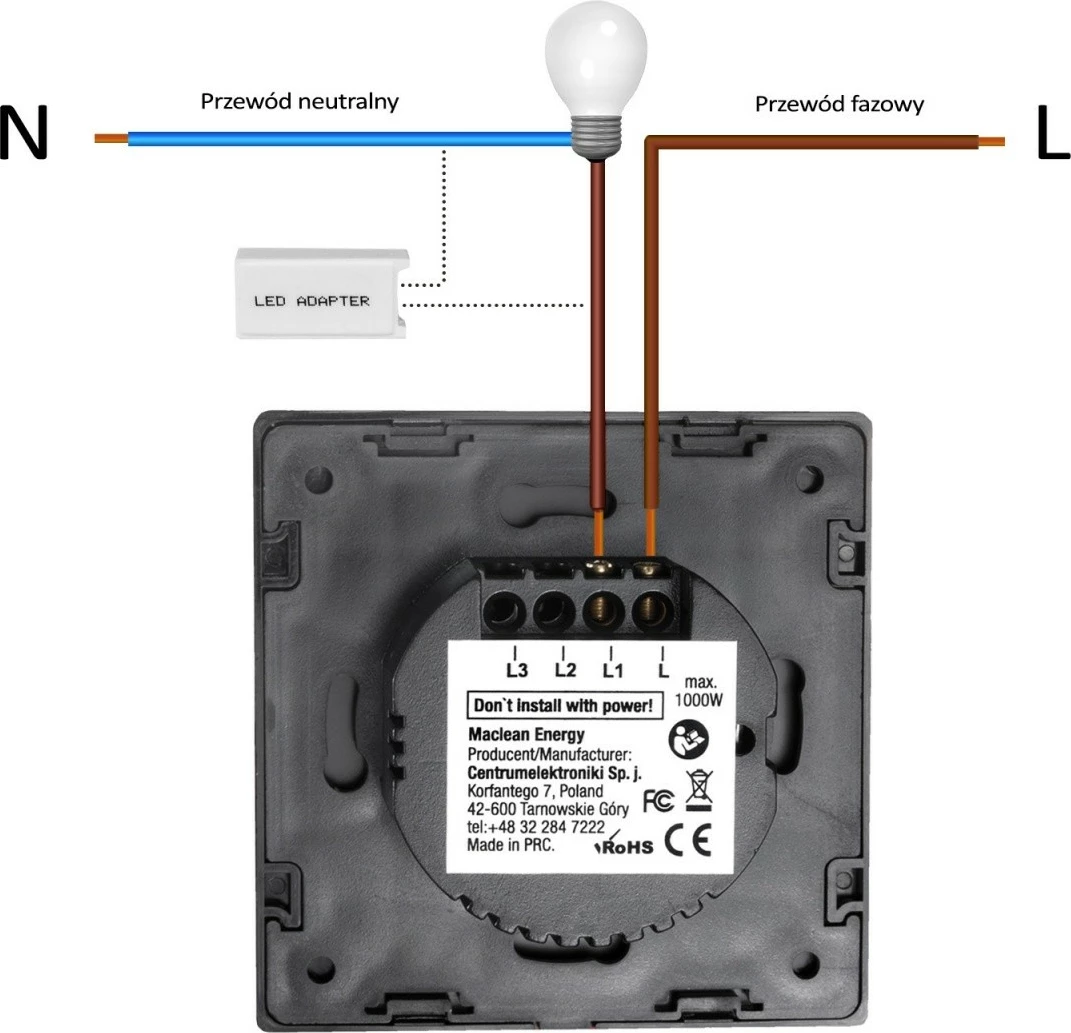 Ndërprerës me prekje Maclean MCE702W, i bardhë