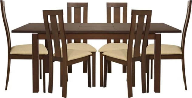 Set tavolinë me karrige 7 pjesë, ngjyrë arre, FH10090