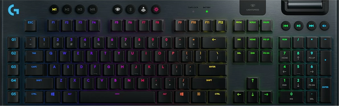 Tastierë mekanike Logitech G G915 LIGHTSPEED, Wireless RGB, GL Tactile, Full-size, QWERTZ, Carbon