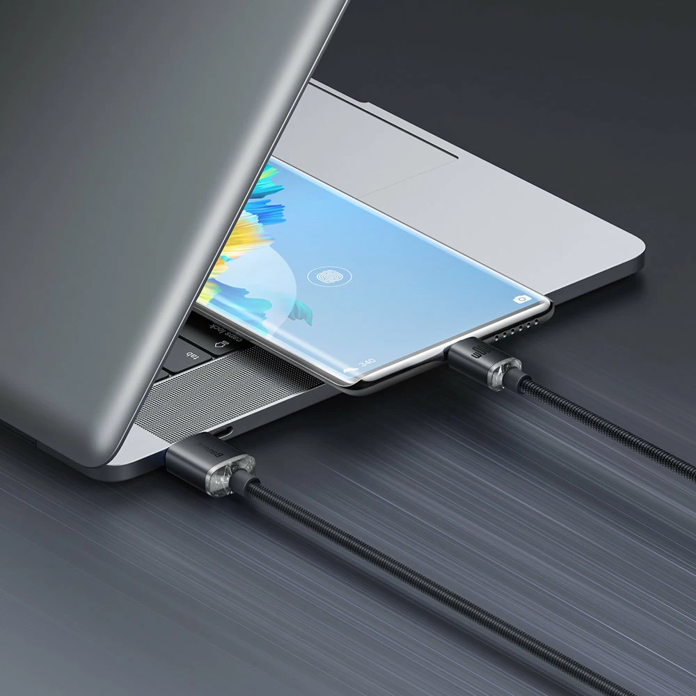 Kabllo për karikim të shpejtë Baseus Crystal Shine Series, USB-A në USB-C, 2m, 100W, e zezë