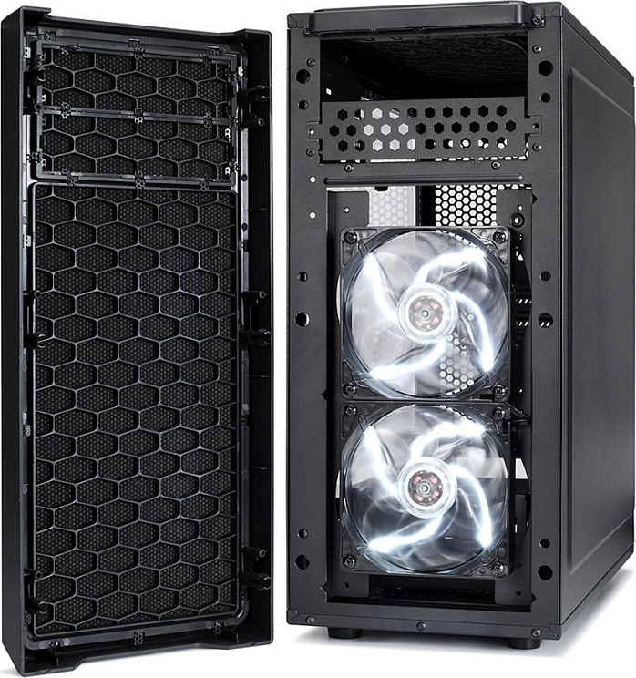 Kasë Fractal Design Focus G Midi Tower, ATX, micro ATX, ITX, e zezë, me dritare anësore dhe LED të bardhë