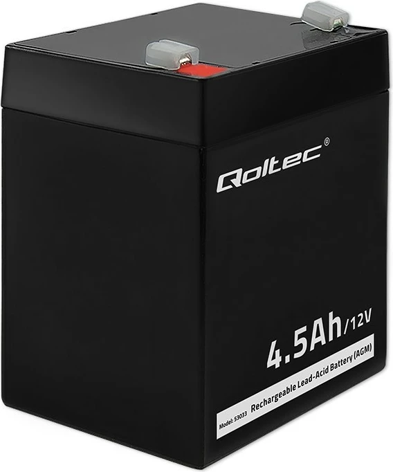 Bateri AGM Qoltec 53033, 4.5Ah, 12V, e zezë