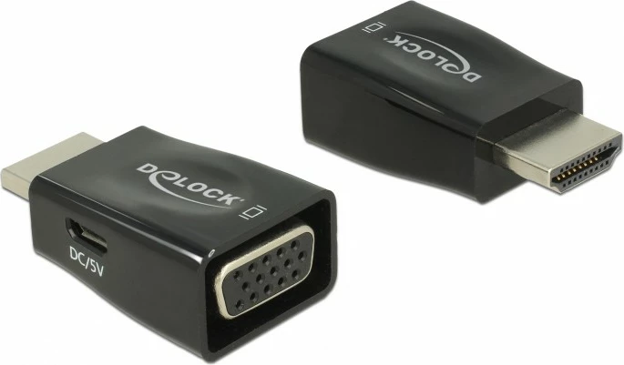 Adapter HDMI në VGA DeLOCK 65902, i zi