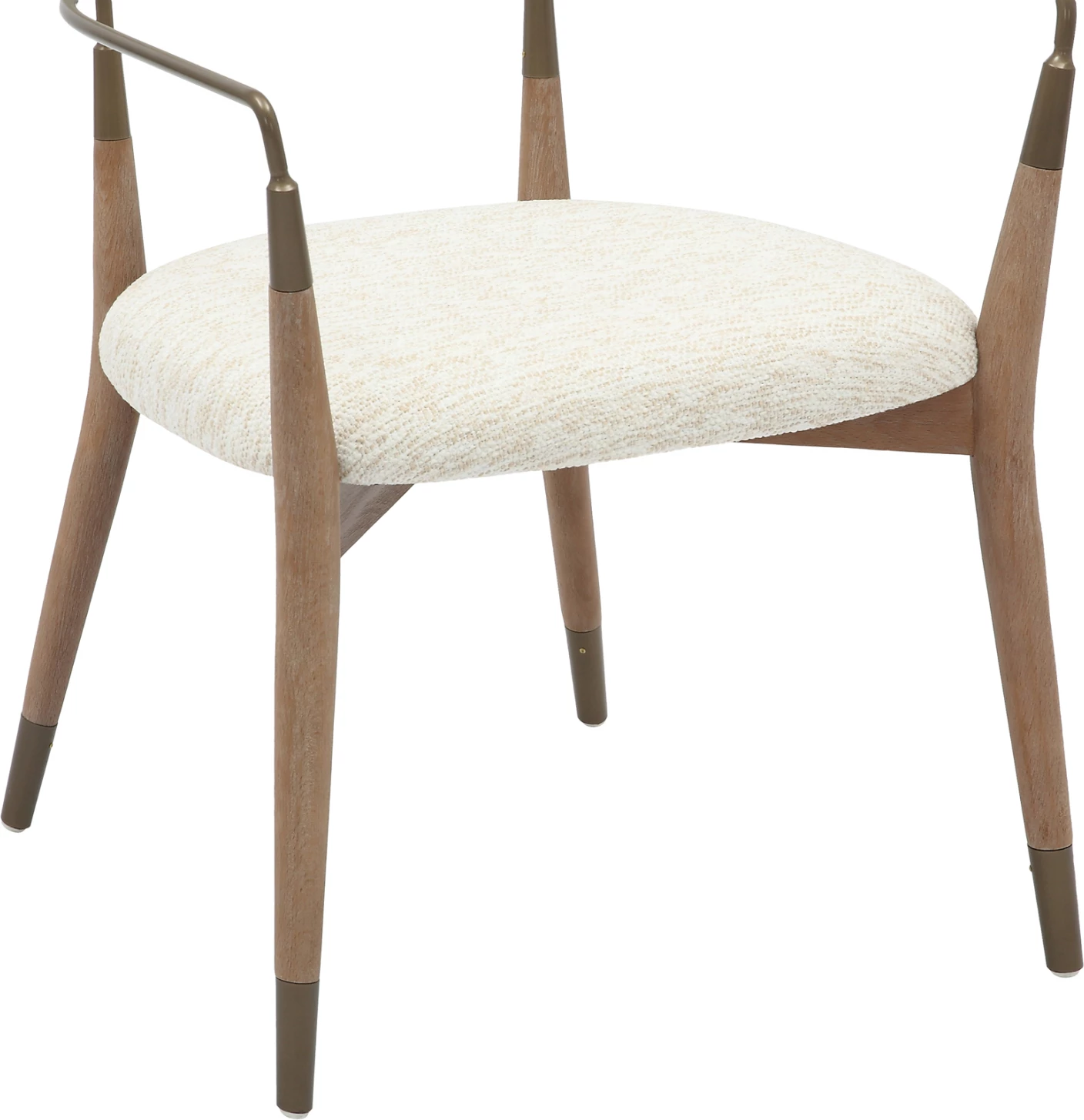 Karrige për ngrënie ROY FH9978.01, këmbë druri ahu, krahë metali, pëlhurë ngjyrë ecru, 51x48x77,5H cm, set prej 2 copash