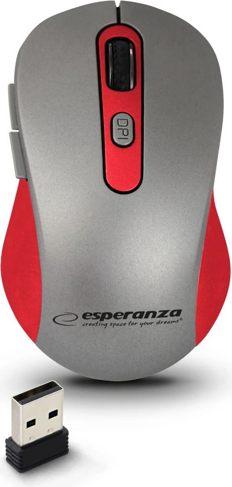 Mausi Wireless Esperanza EM131R, Optik 1600 DPI, Gri